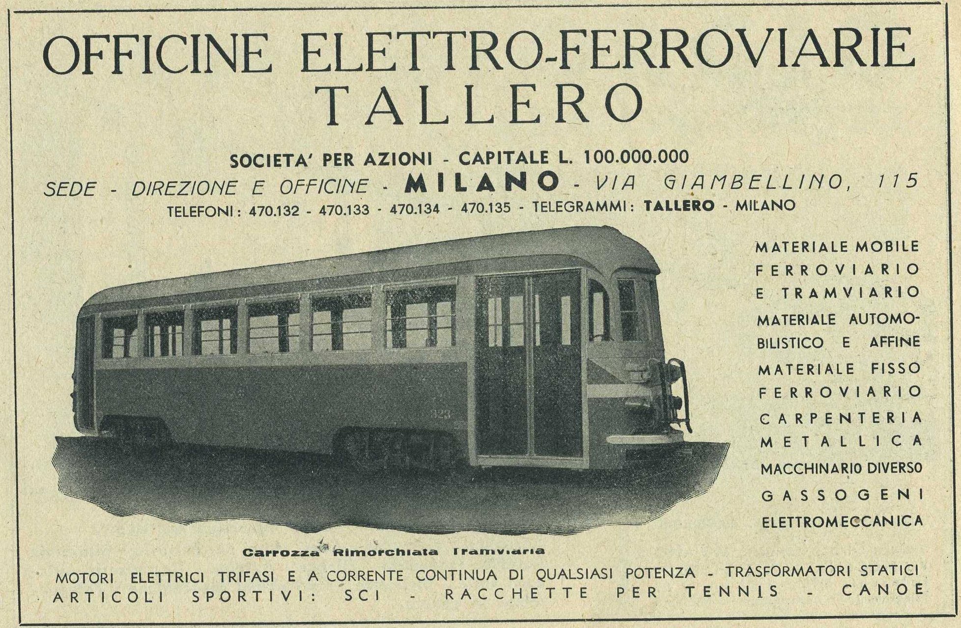 OEFT Officine Elettroferroviarie Tallero Milano