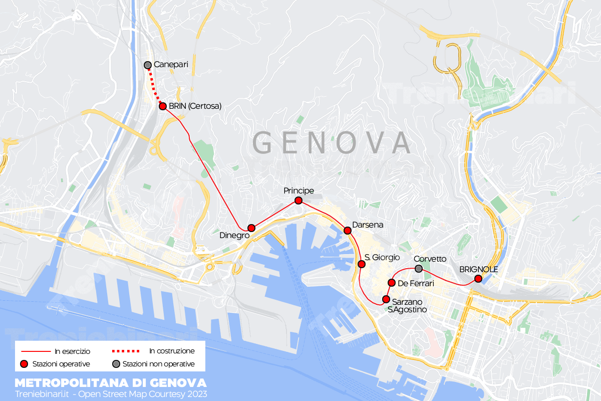 Mappa della Metropolitana di Genova