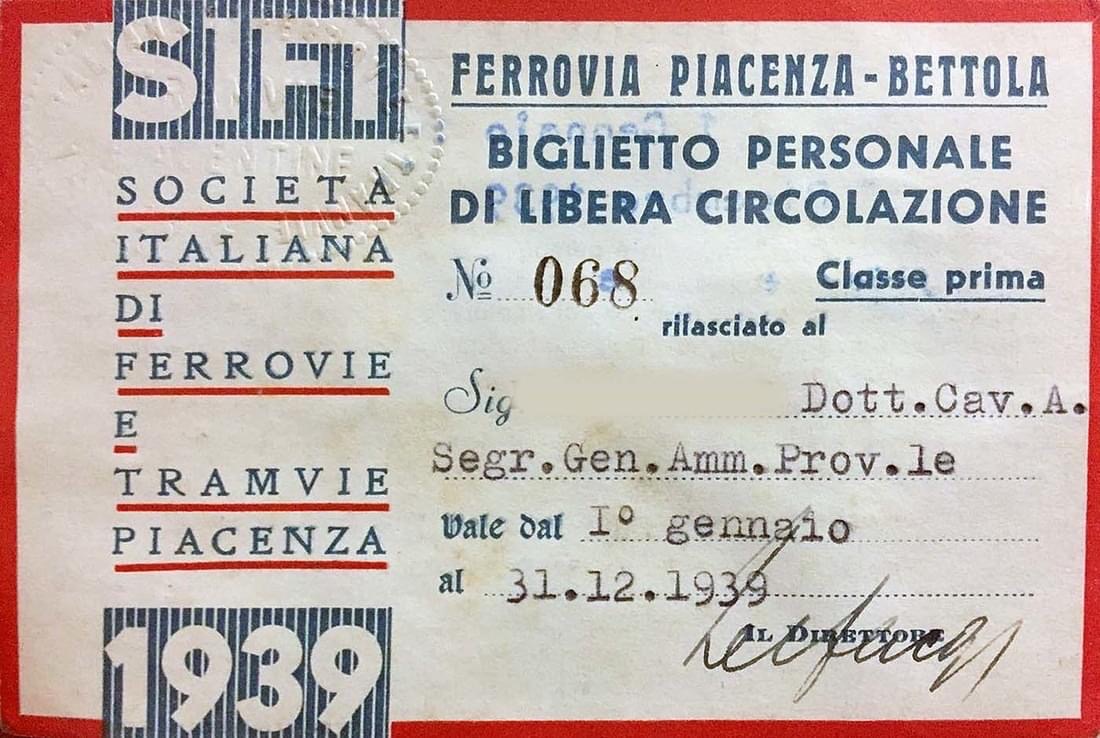 Biglietto SIFT - Ferrovia Piacenza-Bettola