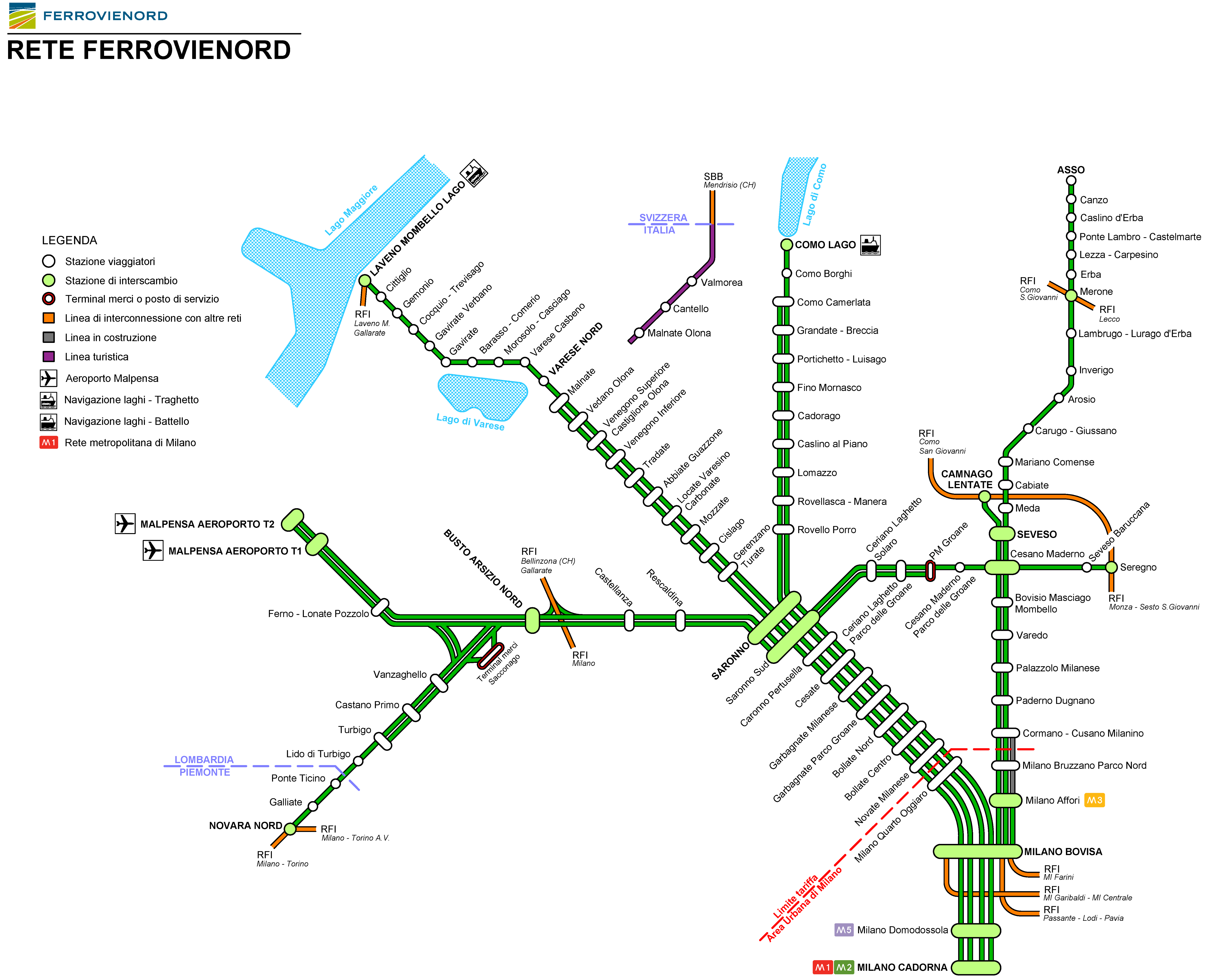 Mappa Ferrovie Nord Ramo Milano