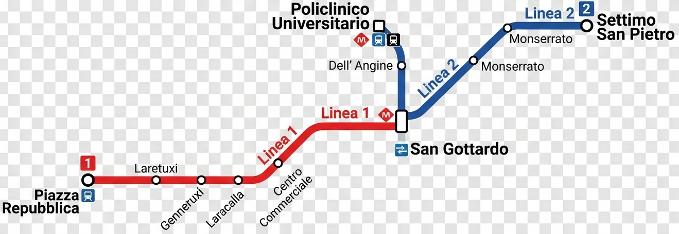 Mappa Tranvie di Cagliari