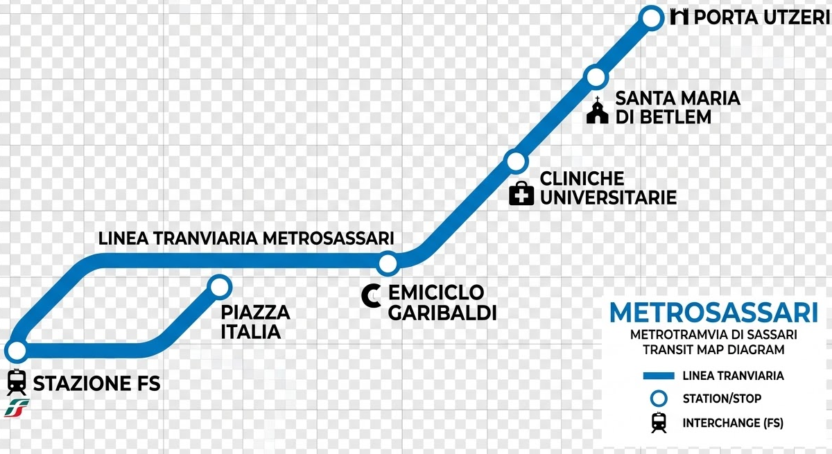 Mappa Tranvie di Sassari