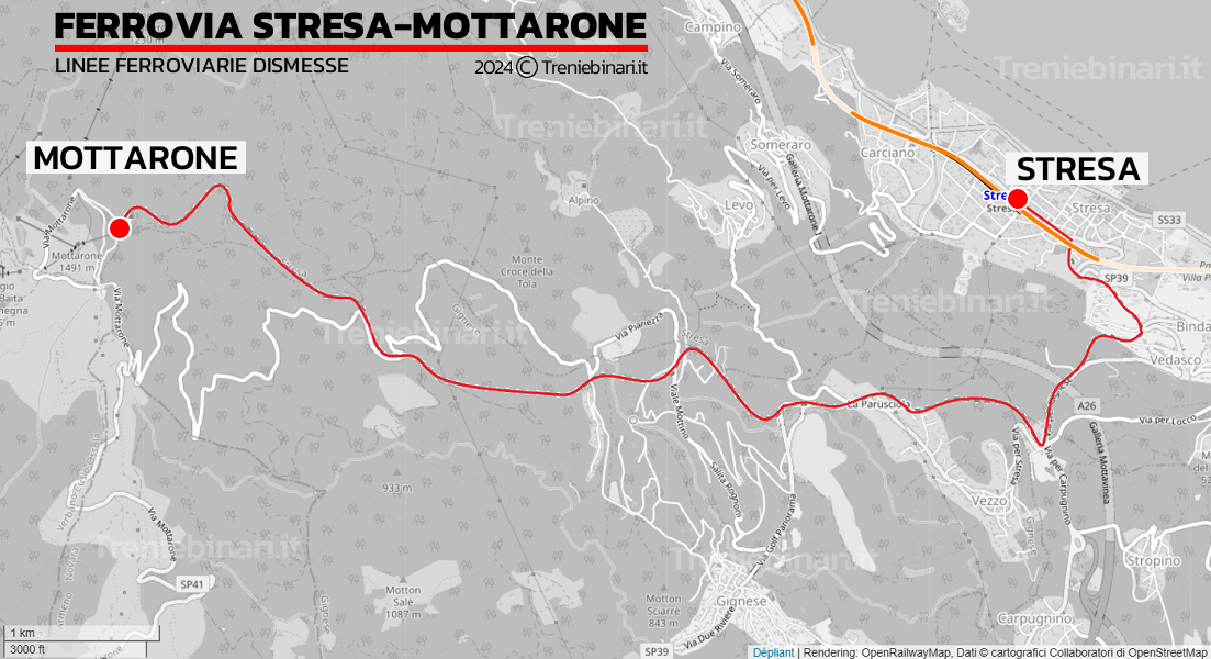 Tracciato Ferrovia Stresa Mottarone