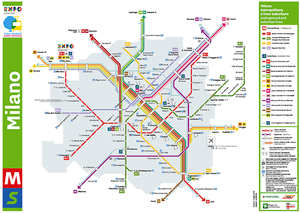 Mappa dei Trasporti di Milano per EXPO 2015