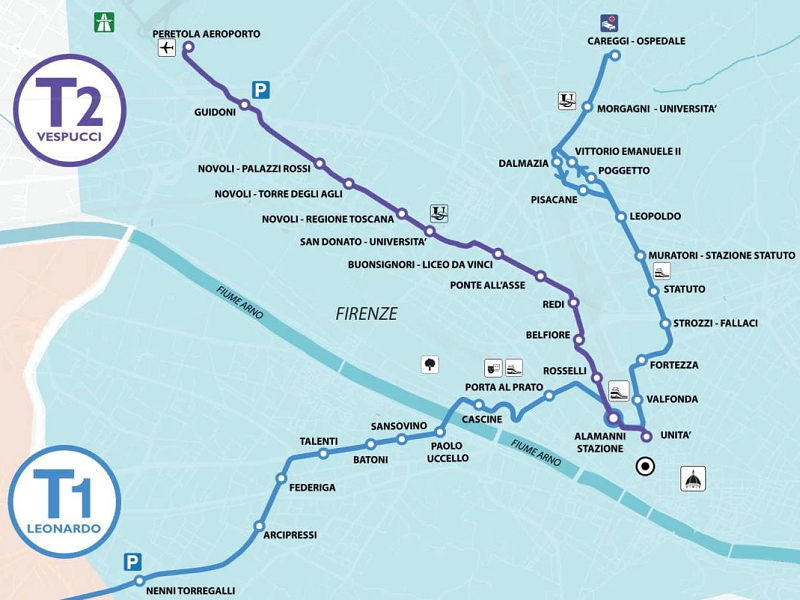Mappa delle Tranvie a Firenze